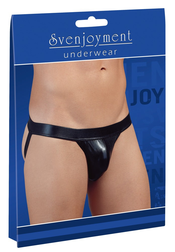 Slip senza retro in wetlook nero