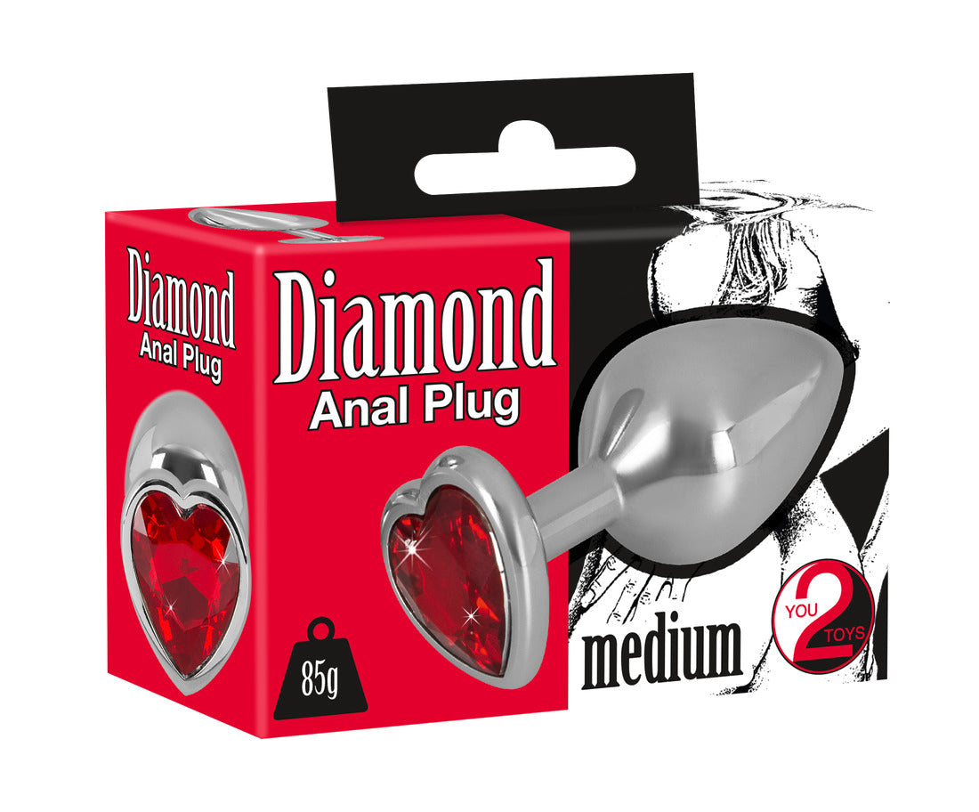 Anal Plug con Gemma Rossa a Cuore MEDIUM