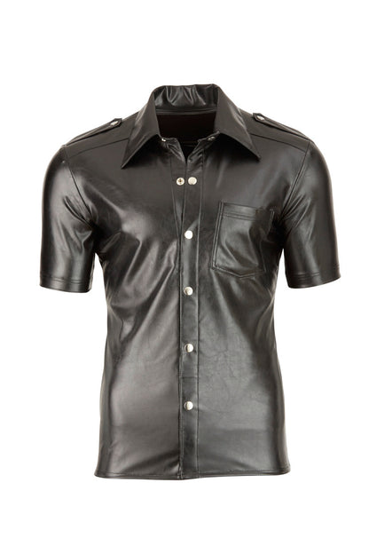 Camicia in similpelle nero con bottoni