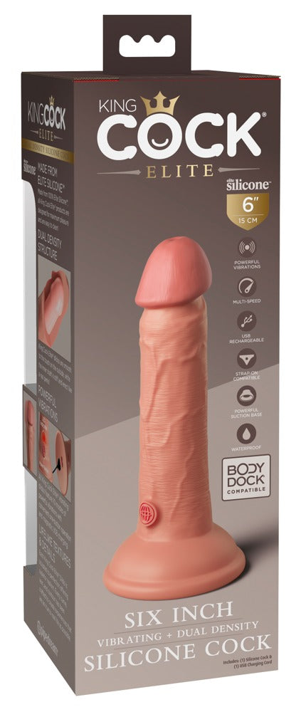 6" Vibrating Dual Density Silicone Cock