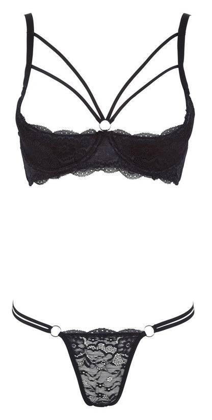 Completino nero con Reggiseno aperto