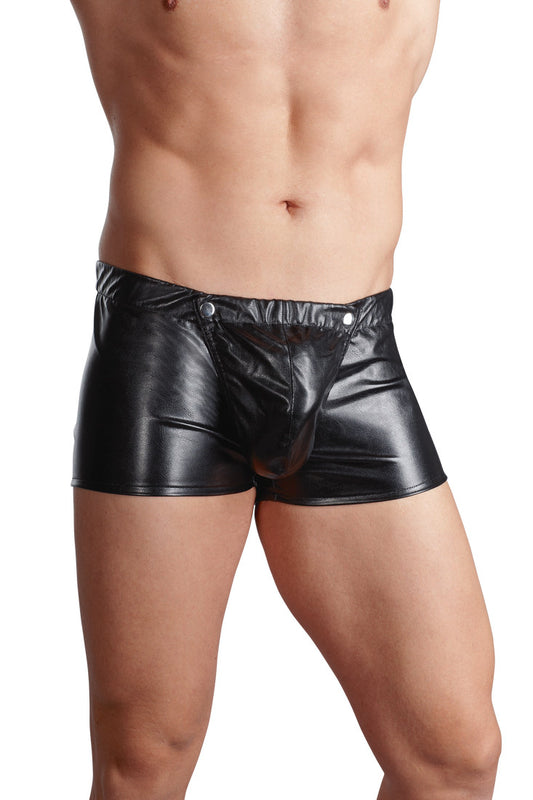 Boxer in cuoio nero con rigonfiamento pene