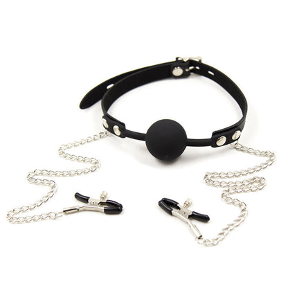 Ball Gag con Pinze - Nero