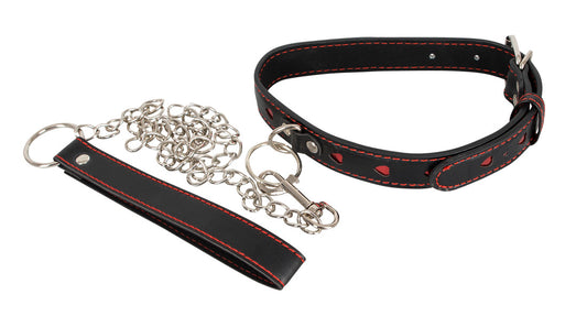 Set Collare e Guinzaglio Bondage con Cuori Rossi