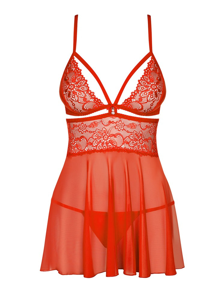 Babydoll Rosso con Pizzo