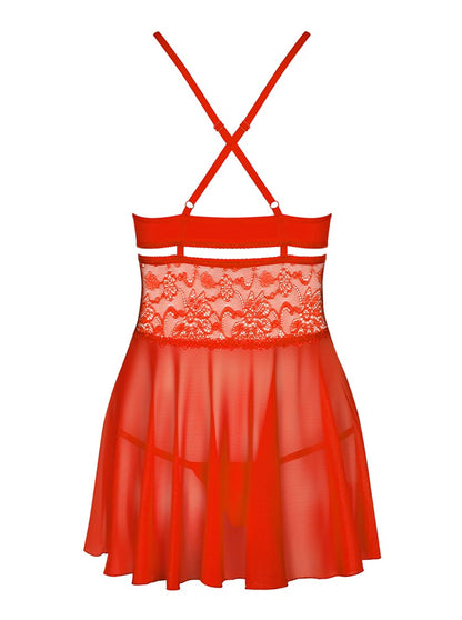 Babydoll Rosso con Pizzo